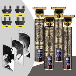 Elektriska rakare T9 LED Electric Cordless Hair Cutting Machine laddningsbar vintage Professionell hårbarbertrimmer för män Clipper Shaver Beave 230816