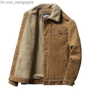 Mäns jackor högkvalitativ 2023 Mäns Winter Velvet Jacket Corduroy Tool Casual Parka Korean Fashion Solid Color Cotton Jacket Z230816
