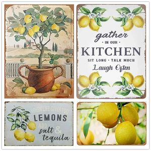 Retro Kitchen Food Tin Sign Vintage Lemon Fruit Metal Plaques Resturant Wall Decoration Garden Iron Painting Decor Man Cave Restaurant Living Room 30X20CM w01