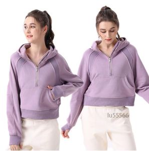 Scuba dupes Hoodie Half-lat Half Zip Womens Yoga Suit Designer Hooded Sweatshirt Ladies Gym Sportswear Outdoor Sports Jogging Hoody Thick Long-sleeved with Fleece5