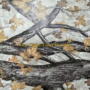 Sarı yaprak Realtree Camo Vinil Sarma Çıkartma Kabarcık Doğa Kamyon Jeep Araba Stilleri için Avlanma224W