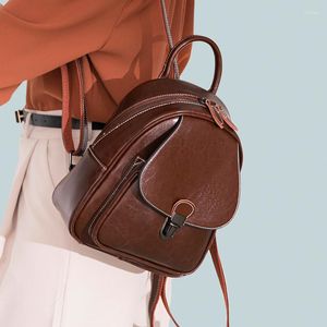 Sacchetti scolastici donne vera pelle zaino zaino ragazze piccoli design di moda da viaggio femmina sacca da viaggio vera vacca da daypack da daypack