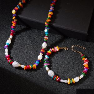 Cristalli naturali alla moda di tendenza in rilievo Bracciale di perle da donna Chakras Stones patatine flips Collana gioielli Braccialetti Turquoise Del Dhzh3