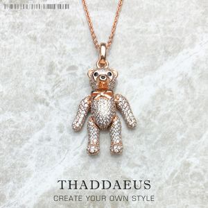 Anhänger Halskette Halskette Roségold Teddybär Sommer Marke Netter fein Schmuck Europa 925 Sterling Silber Geschenk für Frauen 230815