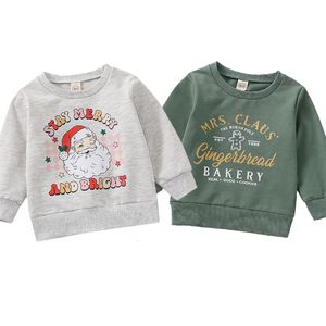 Hoodies Sweatshirts Focusnorm 0 4y Kleinkind Kinder Jungen Mädchen Weihnachten Sweatshirt 2 Farben Brief Santa Claus gedruckt Langschläre Pullover Tops 230815