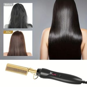 2 i 1 varm kamrätare Electric Hair Starten Curler Multi-syfte Electric Straight Hair Comb Hot Comb