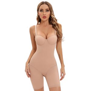 Taille Tummy Shaper Women Body Shaper BodySuit Skinny Strampler Shapewear mit dem schwarzen Jumpsuit des Unterdrahtbechers 230815