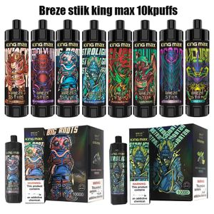 Breze Stiik Disposable E Cigarettes King Max 10000 Puff 10000 Disposables Vape Prefilled 20ml 850mAh Battery Recharged with Type-C Adjustable Airflow 10K Vapes