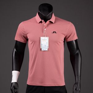 Mens Polos de verão Camisas de golfe Men Mangas Polo Casual Casual Mangas curtas respiráveis seco rápido J Lindeberg Wear Sports Sports Camiseta 230815