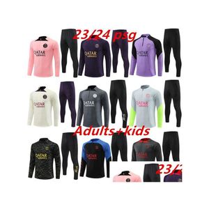 Наряд йоги Paris Tracksuit 2023 2024 Mbappe Kids and Men 23 24 PSGS Тренировочный костюм с длинным рукавом футбольный футбольный футбольный комплект