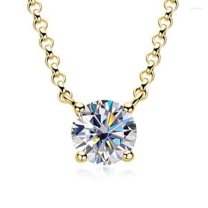 Catene reali d vvs1 moissanite neclaces da 6,5 ​​mm ciondolo rotondo per donne argento 925 color oro giallo gioielli fine