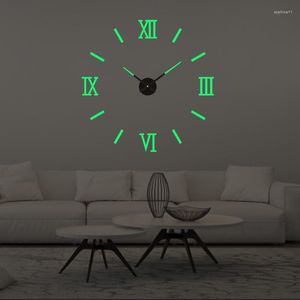 벽시계 사무실 빛나는 방 창조적 인 스티커 시계 장식 펀치가없는 간단한 디지털 무음 생활