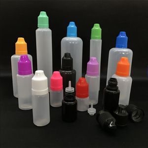 カラフルなPEドロッパーボトル3ml 5ml 10ml 15ml 20ml 30ml 50ml針のチップカラーチャイルドプルーフキャップシャープドロッパーチッププラスチックエリキッドbo ppjg