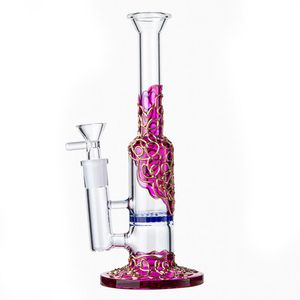 9 Inch Hookahs Heady Glass Bongs Bee Comb Perc Dab Rig Violet Gold Water Pipe Oil Rigs Mini Bong 14mm Female Joint Fab Egg Percolator Inline Perc Straight Tube