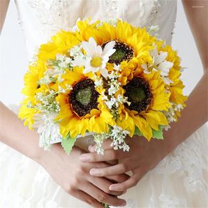 Fiori del matrimonio Bridal artificiale girasole di girasole fiore sposa bouquet festa di San Valentino decorazioni pografiche romantiche oggetti di scena