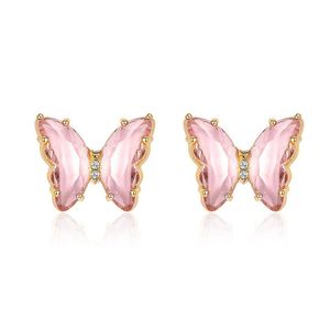 Stud Selling Women Girls Lovely Crystal Butterfy örhängen Fashion Gold Pink Purple Kroean Beauty Earring Jewelry Factory Price Drop de DHF2M