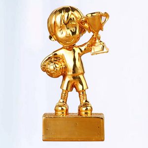 Dekorativa föremål Figurer Soccer Award Trophies Football Awards harts Hantverk Golden Boy Statyes for Sports Ceremonies Partyer eller Events 230815