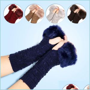 Fingerless Gloves Butterfly Pattern Glove Wool Knitting Keep Warm Cuff Half Finger Solid Color Woman Autumn Winter 5 1Xq K2 Drop Deliv Dhrx3