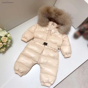 Designer Kids Down Jackets Micro Label Letter Printing Baby Boilersuit Storlek 90-110 cm Vinter Varma kläder Päls huva Outwear20 juli