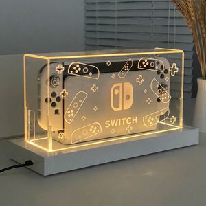 Supporti per cellulari Coperchio polvere Casella di base luminosa Host RGB per Nintendo Switch OLED Protection Sleeve Acrilico Display 230816