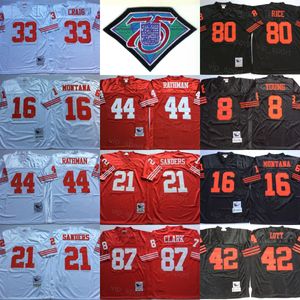 Vintage 1989 1994 Football 80 Jerry Rice Jerseys 8 Steve Young 16 Joe Montana 42 Ronnie Lott 21 Deion Sanders 33 Roger Craig 44 Tom Rathman 87 Dwight Clark 75th