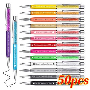 Ballpoint Pen 50pcs/partia dostosowane metalowe odręczne dotyk Pen Cute Wedding Birthday Prezent żelowy biuro szkolne podpis 230815