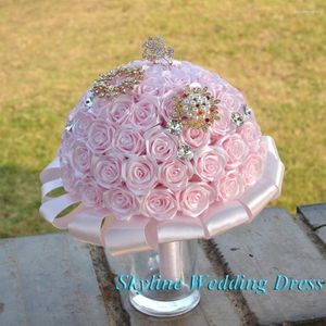 Flores de casamento Amazing Clear Pink Bridesmaid Bouquets de noiva