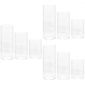 Ljushållare 9 datorer Clear Holder Glass Cup Table Top Pelar Candles Cylinder Hushållens nyanser