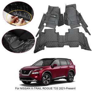 3D Full Surround Car Floor Mat för Nissan X-Trail Rogue T33 2021-2025 Liner Foot Pad Carpet PU Läder Vattentät täckning Auto