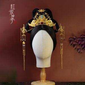 Wedding Hair Jewelry Crane Elements Golden Headgear Traditional Chinese Style Tassel Hairpin Original Hanfu Accessories Vintage Cheongsam Collocation 230815