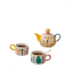 Set da tè al caffè in stile britannico ceramica in pentola set di regalo regalo dipinto di lusso di luce pastorale a mano