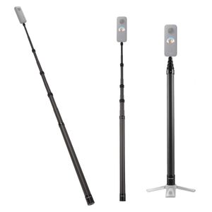 Selfie Monopods Camnoon 3 Metre Taşınabilir Çubuk Teleskoping Stand Karbon fiber 4 bölümler Insta360 x2x3 230816 için 14 inç vidalı