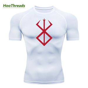 Camisetas masculinas Anime Berserk Print Mens Camisas de compressão Camisetas de manga curta Ginástica Fitness Subshirts Camiseta atlética rápida seca Tees Tops 230815