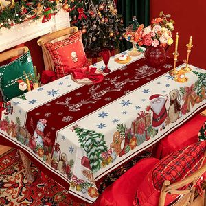 Table Cloth Christmas Snowman Polyester Rectangle Tablecloth Party Decoration Waterproof Dining Table Tablecloth Navidad Decorations 230815