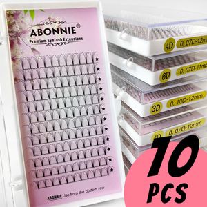 Falsos cílios 10pcslot abonnie fãs de haste short premades de lashs volume russo Bandeja Premium sylehash s suprimentos para maquiagem de beleza ocular 230816