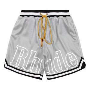 남자 반바지 디자이너 반바지 Rhude Shorts Mens 메쉬 짧은 바디 수트 패션 해변 탄성 밴드 바지 남자 고품질 거리 착용 빨간색 블루 블랙 보라색 바지