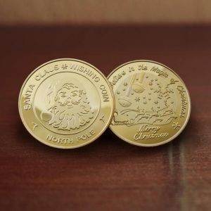 Weihnachten Santa Geschenkmünze Sammler Metall Gold plattiert Souvenir Wunschmünze Nordpol FY3608 816