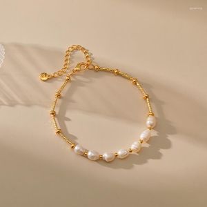 Strand Ccgood Natural Freshwater Pearl Armband för kvinnor smycken presentprov designer smycken inte allergiskt guld pläterat