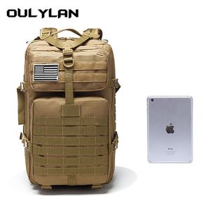 バックパッキングパックOulylan Molle Backpack多機能バックパックスポーツマン女性ポータブルバッグ戦術防水性両方の肩拡大ユニセックス230815