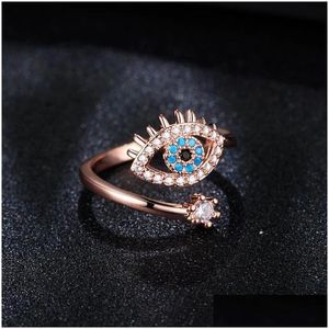 Mit Seitensteinen glückliche türkisch blaue Ehe Eye Ringe SDE Offen verstellbarer Finger Ehering für Frauen trendy Schmuck Großhandel Drop de Dha94