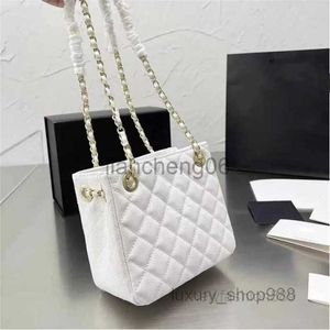 Bags Designer 17.5cini Womens Grained Caviar Shopping Handbags Crobody Bag Double Gold-tone Metal Chains Handbag Diamond Q X230519