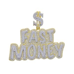 Hip Hop Fast Money Letters Wisiant Naszyjnik Biżuteria Męskie Rap Duże wisiorki