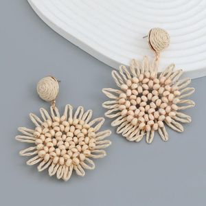 Dangle Ohrringe Böhmen Böhmen Sommer handgefertigtes Gewebe Sonnenblume Raffia für Frauen Mädchen Fashion Urlaub Party Schmuck Y2K Brincos Geschenke