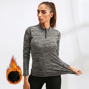 Active Shirts Women's Sport Shirt Thermal Yoga Top Gymwear Woman Long Sleeve Fitness Gym Tight Warm High Collar Workout Female Clothes 2xl