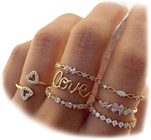 Gold Stackable Moon Star Knuckle Rings Set for Women Teen Girls, Boho Dainty Lightweight Stacking Rings, Vintage Midi Rings Pack, Jewelry Gift for Her