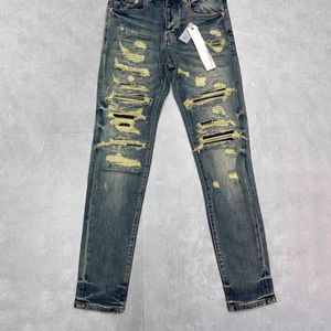 Дизайнерские джинсы Мужские фиолетовые джинсы Джинсовые брюки модные брюки высокий качество прямой дизайн ретро-уличная одежда повседневная спортивные штаны бегают брюки, вымытые старые джинсы 890