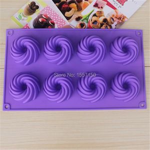 Baking Moulds Silicone 8 Cavity Rotary Circles Cake Chocolate Soap Pudding Jelly Candy Ice Cookie Biscuit Mold Mould Pan Bakeware
