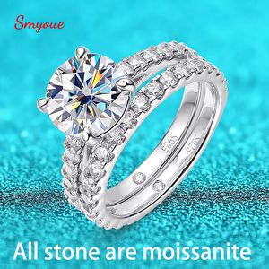 Wedding Rings Smyoue 18K Plated 0642CT All Ring for Women Sparkling Bridal Sets Band 100 S925 Silver Lab Diamond 230816