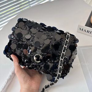 Woman Designer Crossbody Bags Mini Shoulder Sequins Bags Silver Hardware Chain Dinner Party Bag Fashion Bling Bling Ladies Cross Body 20cm