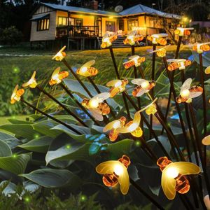 Bolas solares de abelha solar ao ar livre Stars luzes à prova d'água com mangueira altamente flexível balançando pelo vento decorativo para o quintal de vias de pátio de pátio solar luzes de jardim